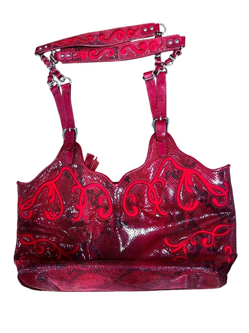 SHARIF STUDIO vintage red embossed purse/ shoulder tote bag, Y2K, 90's